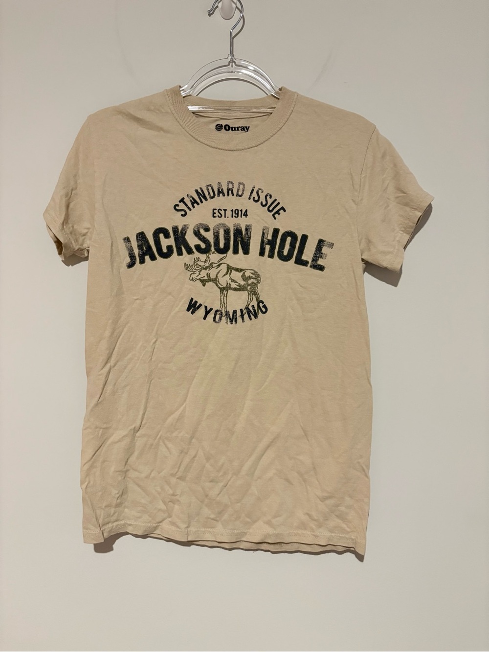 Ouray Jackson hole Wyoming graphic tee tan beige small